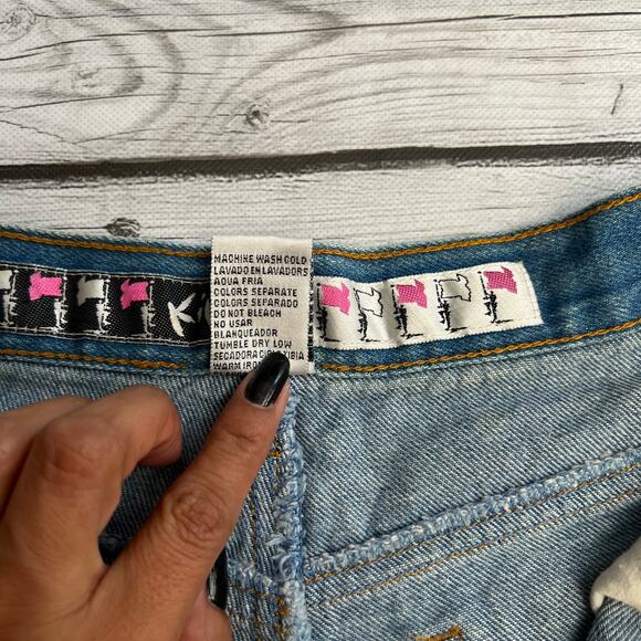 Vintage Kikomo Jean Shorts Size 9/10 Retro Patchwork High Waisted Denim - Picture 9 of 9